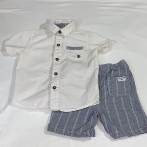 Tahari White and Gray Kids Button Down Shirt Set